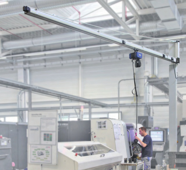 Light column cantilever crane
